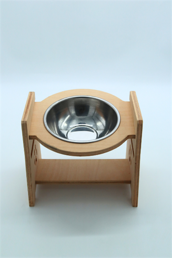 Ahşap mama kabı kedi mama kabı köpek mama kabı ve su kabı çelik kase tekli mişa modeli 