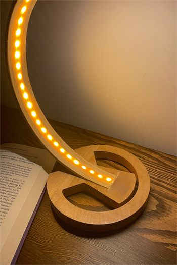 Ahşap Masa Lambası, Dekoratif Okuma Lambası, Ahşap Lamba, Dokunmatik MarimoLüx C Serisi