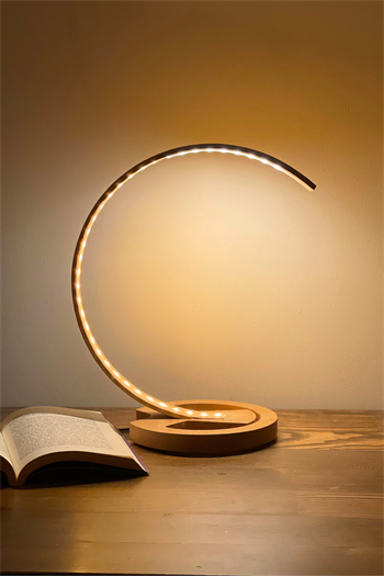 Ahşap Masa Lambası, Dekoratif Okuma Lambası, Ahşap Lamba, Dokunmatik MarimoLüx C Serisi