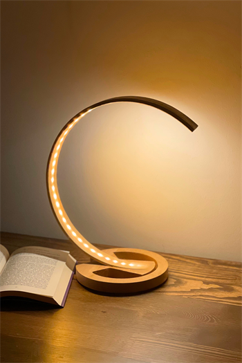 Ahşap Masa Lambası, Dekoratif Okuma Lambası, Ahşap Lamba, Dokunmatik MarimoLüx C Serisi