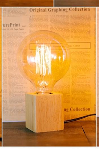 Ahşap Masa Lambası, Dekoratif Okuma Lambası, Ahşap Lamba, Bohem Dekoratif Led Lamba square serisi