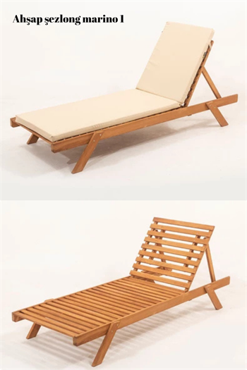 Ahşap şezlong Plaj Şezlongu Minderli Şezlong Havuz Şezlong Bushop Marimo 1