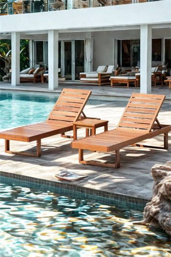 Ahşap Şezlong Sehpa Seti Luminary Bahçe Mobilyası