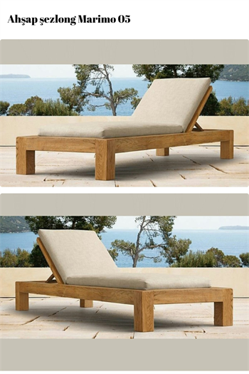 Ahşap şezlong Şezlong Plaj şezlong Minderli Şezlong Havuz Şezlong Marimo 9