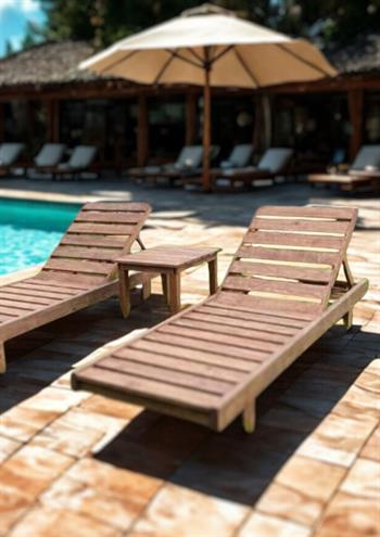 Ahşap Şezlong Plaj Havuz Sezlong Marimo EKO Set