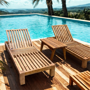 Ahşap şezlong Şezlong Plaj şezlong Minderli Şezlong Havuz Şezlong Marimo 5