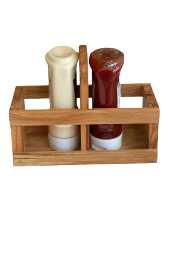 Ahşap Sosluk Standı 2 li ahşap stand mutfak düzenleyici  Ahşap baharatlık BuShop Gastro