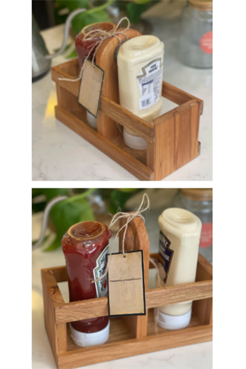 Ahşap Sosluk Standı 2 li ahşap stand mutfak düzenleyici  Ahşap baharatlık BuShop Gastro