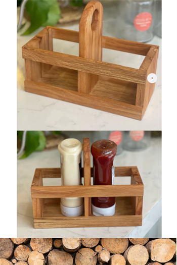 Ahşap Sosluk Standı 2 li ahşap stand mutfak düzenleyici  Ahşap baharatlık BuShop Gastro