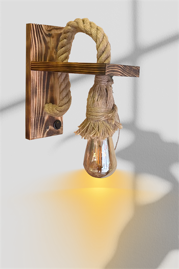 Aplik Ahşap Aç Kapa Düğmeli Aplik Duvar Lambası Cafe Restorant Butik Otel Ahşap Aplik Duvar Lambası