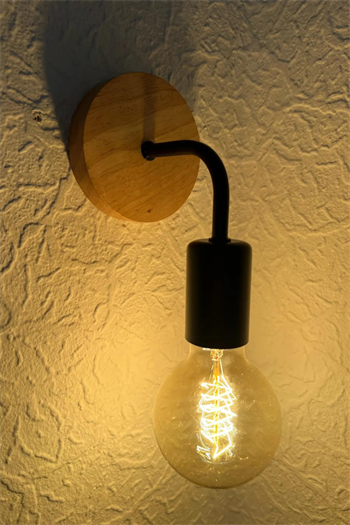 Aplik duvar lambası aplik E27 başucu Vintage aydınlatma ahşap aplik