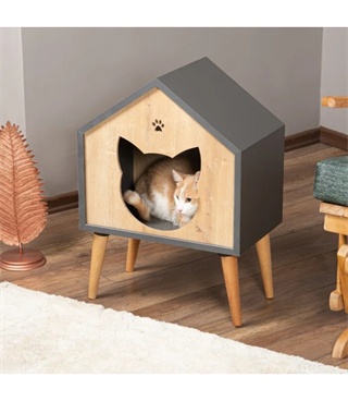 Ayaklı Kedi Evi Dekoratif ve rahat BuShop kedi köpek evi +Minder Hediyeli Yüksek kolay temizlik