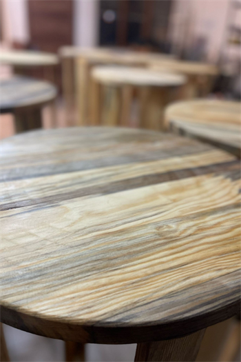 Bistro Masa Ahşap Yuvarlak Bar Masası