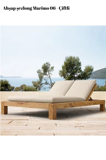 Çift Kişilik Ahşap şezlong Şezlong Plaj şezlong Minderli Şezlong Havuz Şezlong Bushop Marimo 6
