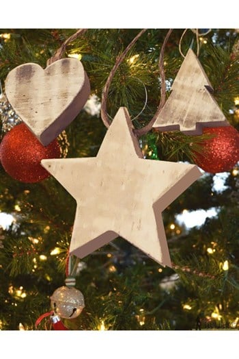 Doğal Ahşap 3lü Şans Yıldızı Seti - Ipli Yılbaşı Ağaç Süsü - Oda - BuShop Ofis Dekorasyon