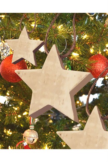 Doğal Ahşap 3 lü Şans Yıldızı Seti - Ipli Yılbaşı Ağaç Süsü - Oda - Ofis Dekorasyon