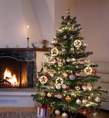 Doğal Ahşap 5li Şans Yıldızı Seti - Yılbaşı Ağaç Süsü-Oda-BuShop Dekorasyon