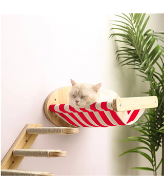 Kedi Yatağı, Kedi Yuvası, ve Kedi duvar yatağı, Kedi merdiveni, Sağ ve Sol Tip Kedi Tırmanma Merdiveni, 3lü Ahşap Set, BuShop Zebra Serisi