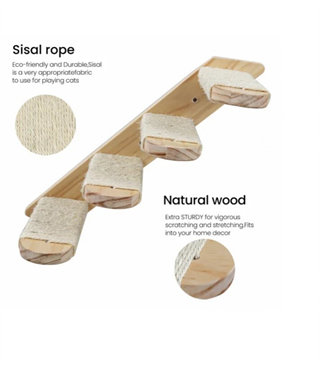 Kedi Yatağı, Kedi Yuvası, ve Kedi duvar yatağı, Kedi merdiveni, 2 adet Sağ Tip Kedi Tırmanma Merdiveni, 3lü Ahşap Set, BuShop Black Zebra Serisi