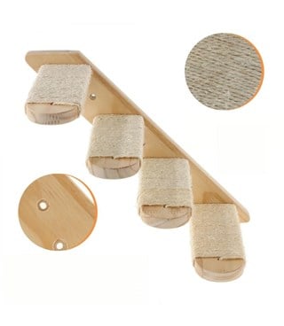 Kedi Yatağı, Kedi Yuvası, ve Kedi duvar yatağı, Kedi merdiveni, Sağ ve Sol Tip Kedi Tırmanma Merdiveni, 3lü Ahşap Set, BuShop Tom Serisi