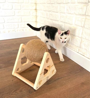 Evcil hayvan oyuncak Tırmanma ipinden hasır top, BuShop Doğal ahşap kedi oyuncağı