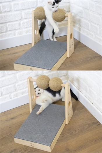 İki Toplu Kedi TIrmalama Oyuncağı BuShop Dönebilen Kaşıma Topları Düz Zemin