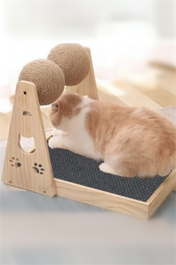 İki Toplu Kedi TIrmalama Oyuncağı BuShop Dönebilen Kaşıma Topları Düz Zemin