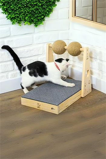 İki Toplu Kedi TIrmalama Oyuncağı BuShop Dönebilen Kaşıma Topları Düz Zemin