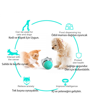 İnteraktif kedi köpek oyuncağı BuShop enerji harcatır  IQ Geliştirir Ödül maması verir  Asla devrilmez 