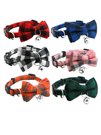 Kedi boyun tasması, kedi papyon,kedi tasması ,Pembe ekose desenli, lüx kumaş, medium