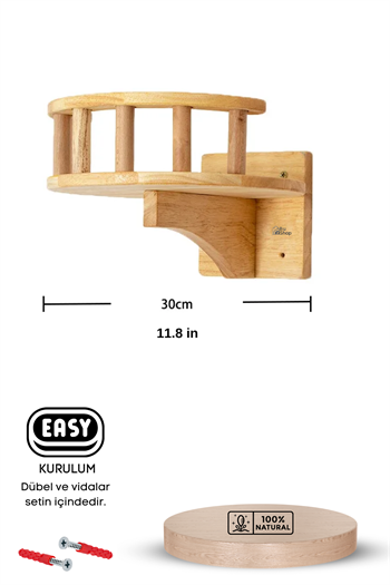 Kedi duvar yatağı Kedi duvar parkuru Kedi duvar rafı Kedi duvar oyun alanı Patiyol Tekli Hadrian Series