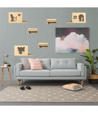 Kedi evi, Kedi evi ahşap, Kedi evi tırmalama, Kedi duvar evi, Ahşap Kedi Evi, BuShop Modern Ahşap Kedi Evi, Cat Miyu Serisi