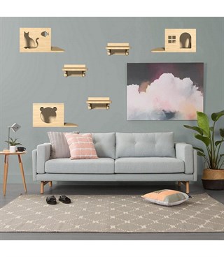 Kedi evi, Kedi evi ahşap, Kedi evi tırmalama, Kedi duvar evi, Ahşap Kedi Evi, BuShop Modern Ahşap Kedi Evi, Cat Soft Serisi