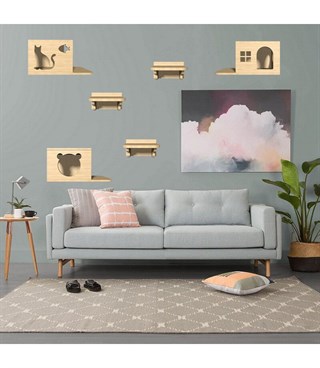 Kedi evi, Kedi evi ahşap, Kedi evi tırmalama, Kedi duvar evi, Ahşap Kedi Evi, BuShop Modern Ahşap Kedi Evi, Cat Shark Serisi