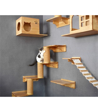 Kedi Ev için Tırmanma Ağacı BuShop Duvara Monte Pet Mobilya Tırmanma Sağ Merdiveni Enerji Atma Ve Oyun 