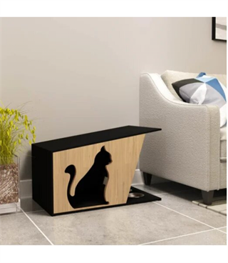 Kedi Evi Dekoratif BuShop ve rahat kedi köpek evi iki adet paslanmaz mama kasesi hediyeli