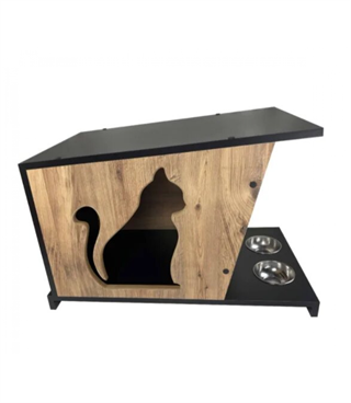 Kedi Evi Dekoratif BuShop ve rahat kedi köpek evi iki adet paslanmaz mama kasesi hediyeli