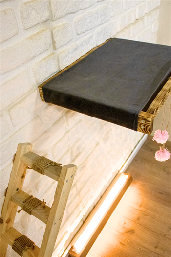 Kedi evi Kedi merdiveni ve Kedi yatağı takımı Sağ Sol Uyumlu Bushop Antique Duvara Monte Kedi Hamağı 