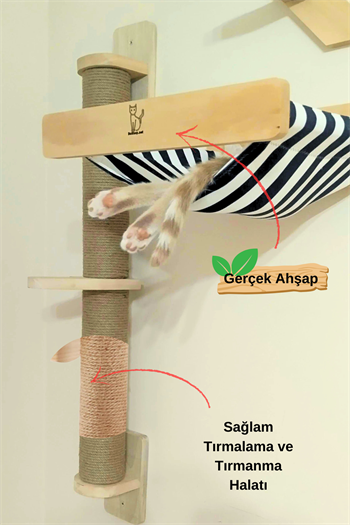 Kedi evi, Kedi yatağı Duvara Monte Kedi Hamağı ve Kedi Oyun Seti Bushop Kedi tırmalama takımı