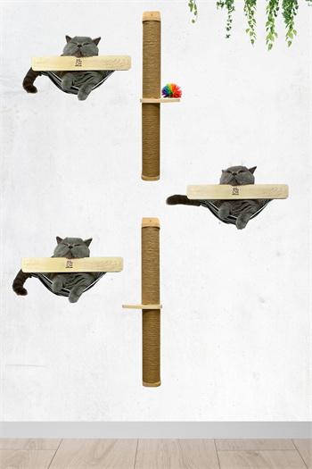 Kedi evi, Kedi yatağı Duvara Monte Kedi Hamağı ve Kedi Oyun Seti Bushop Kedi tırmalama takımı