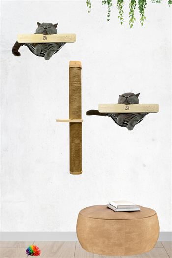 Kedi evi, Kedi yatağı Kedi tırmalama ve Kedi Oyun Seti Bushop Duvara Monte Kedi Hamağı Takımı