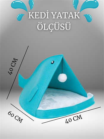 Kedi evi ,Kedi Yuvası,Kedi Kulübesi Yumuşak Peluş Yastıklı , Katlanabilir, Shark Modeli
