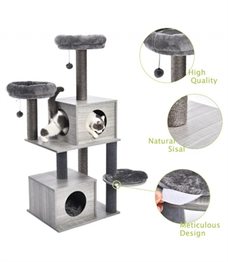 Kedi evi kulesi kediler için özel bir yaşam alanı BuShop üç katlı kedi evi  Lüx kedi ağacı  Uzay