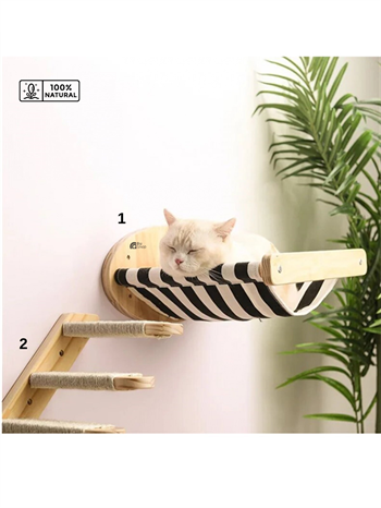 Kedi duvar evi, Kedi duvar parkuru, Kedi duvar merdiveni, Kedi duvar tırmalama Bushop 7 Parça Modern Set
