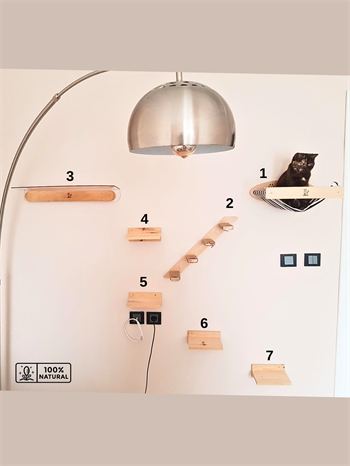 Kedi duvar evi, Kedi duvar parkuru, Kedi duvar merdiveni, Kedi duvar tırmalama Bushop 7 Parça Modern Set