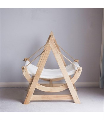 Kedi Hamak Yatak BuShop Lüks Ahşap Minder Hediyeli