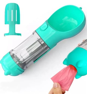 Kedi Köpek Için Taşınabilir Tek Hazneli Mama Veya Suluk Seyahat Seti Turkuaz