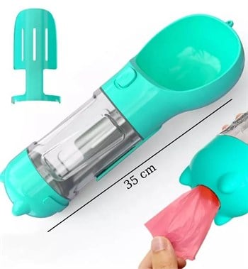 Kedi Köpek Için Taşınabilir Tek Hazneli Mama Veya Suluk Seyahat Seti Turkuaz