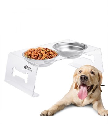 Kedi Köpek Mama Kabı İkili Lüx Şefaf  Çelik Kase Casper Modeli