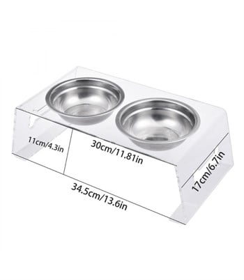 Kedi Köpek Mama Kabı İkili Lüx Şefaf  Çelik Kase Casper Modeli